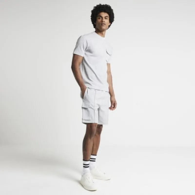 Grey slim fit cargo shorts sold by River Island