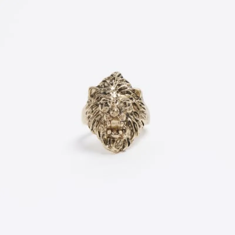 Gold colour lion ring sold by River Island