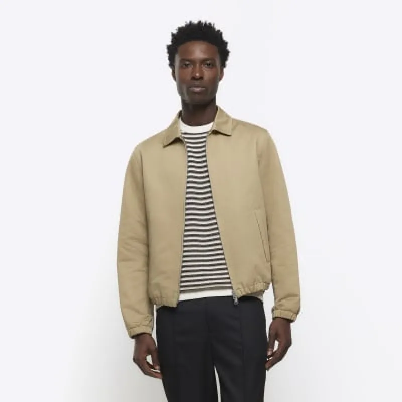 Stone regular fit smart Harrington jacket sold by River Island