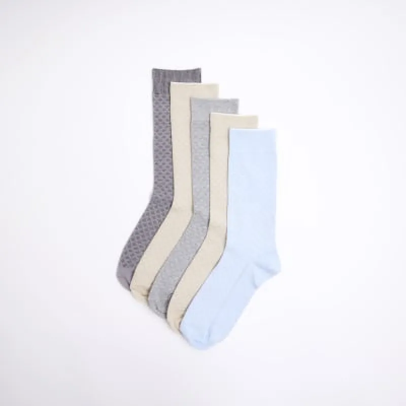 5PK blue textured ankle socks sold by River Island