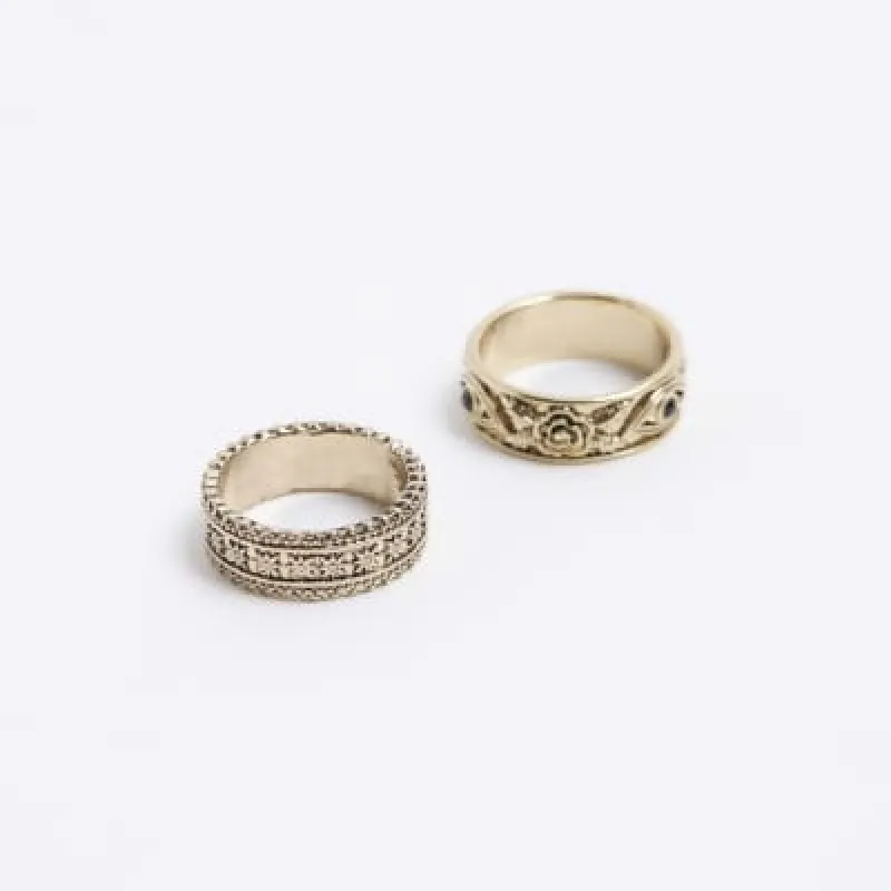 Gold colour floral ring multipack sold by River Island