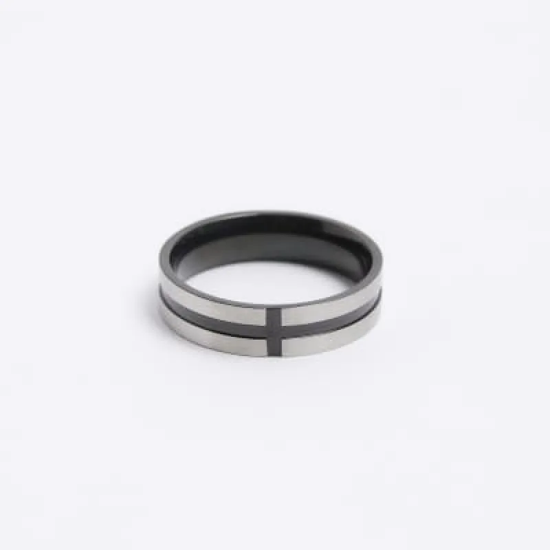 Silver colour stainless steel cross ring sold by River Island
