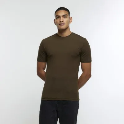 Khaki muscle fit t-shirt sold by River Island