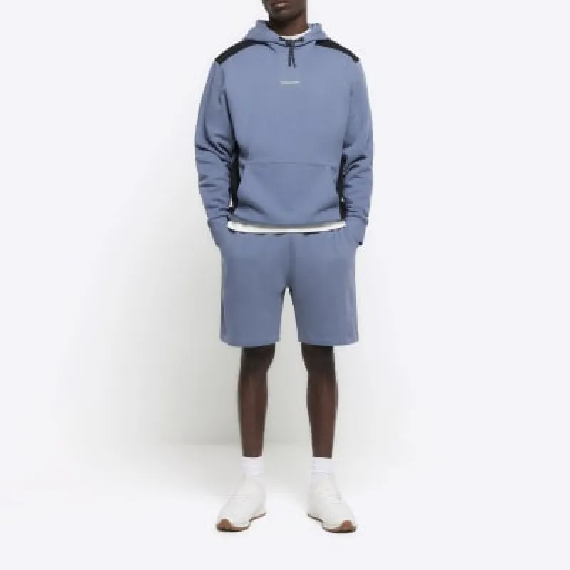 Blue regular fit elasticated shorts made by River Island