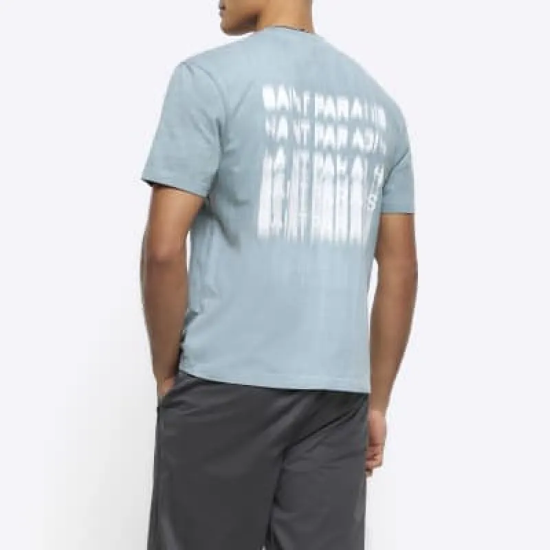 Green regular fit blur graphic t-shirt sold by River Island