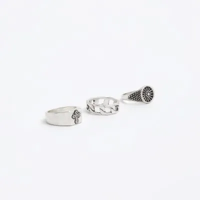 3PK silver colour cross ring sold by River Island