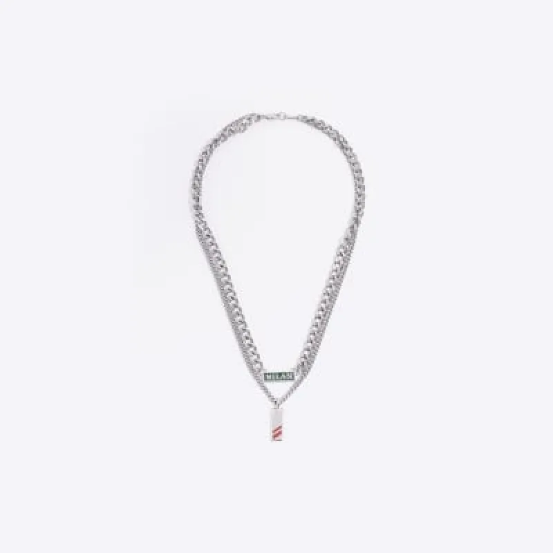 Silver colour Milan multirow necklace sold by River Island