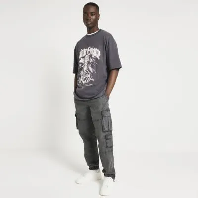 Black oversized fit graphic t-shirt sold by River Island