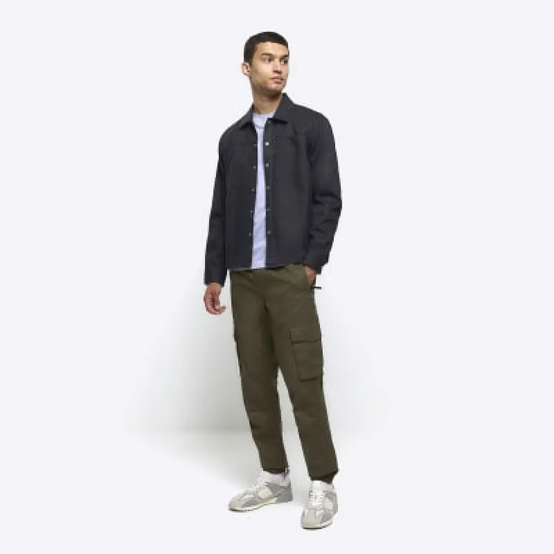 Washed khaki regular fit cargo joggers sold by River Island