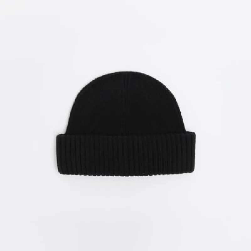 Black knitted docker beanie sold by River Island