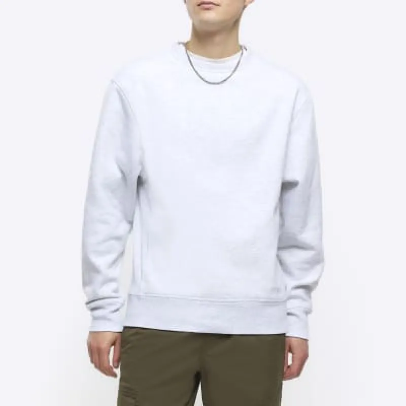 Grey regular fit plain sweatshirt sold by River Island