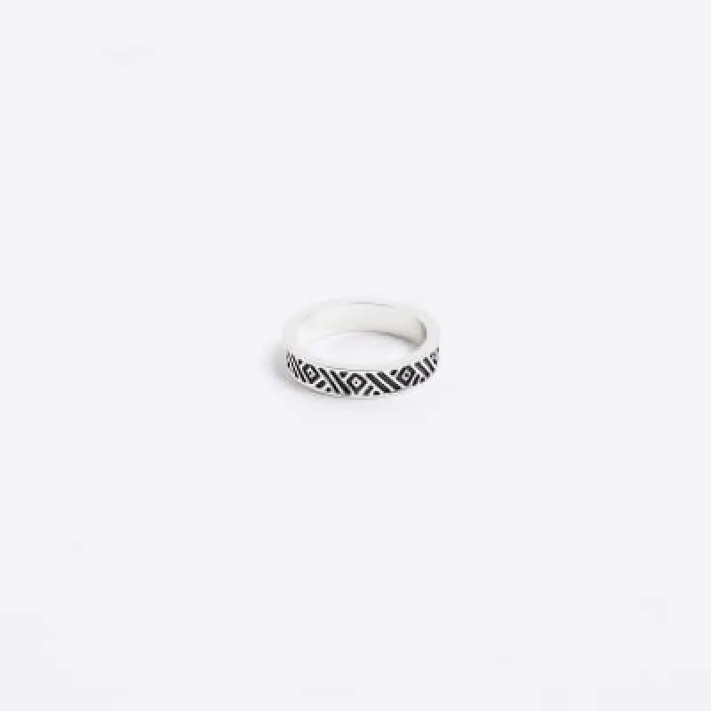 Silver colour pattern ring sold by River Island