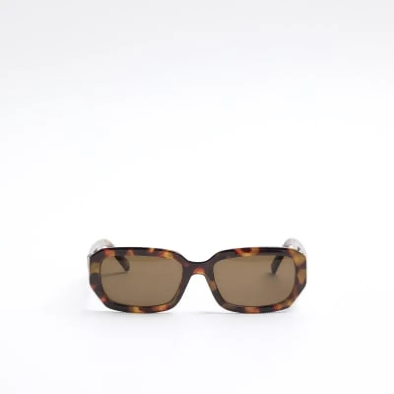 Brown rectangle tortoise shell sunglasses sold by River Island