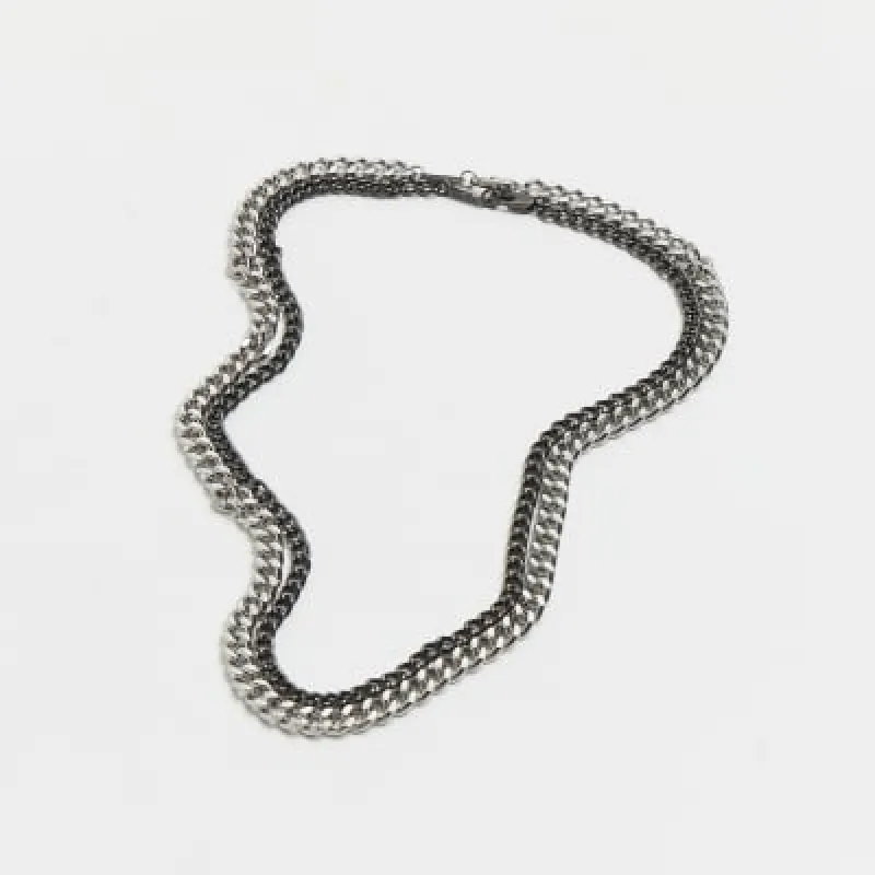 Silver colour multi-row chunky chain necklace sold by River Island