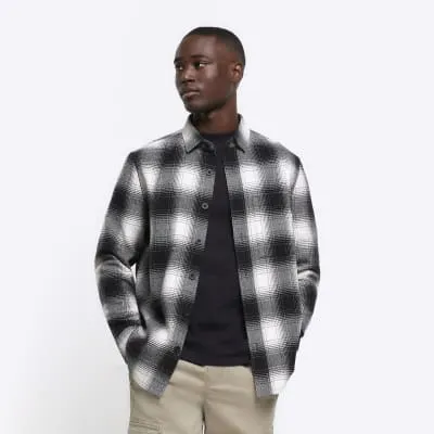 Black regular fit check shirt sold by River Island