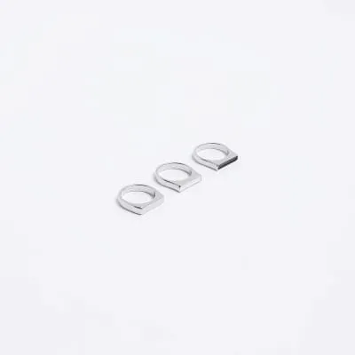 Silver colour multipack of 3 enamel rings sold by River Island
