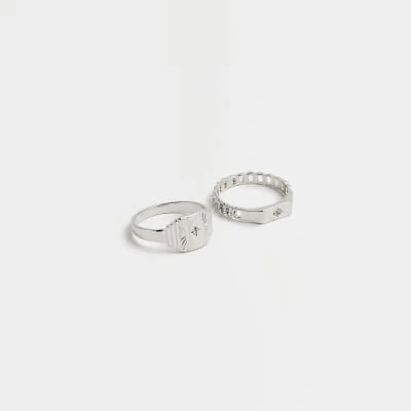 Silver colour rings multipack sold by River Island