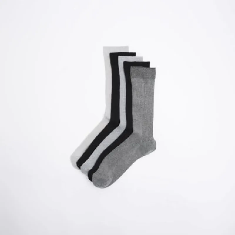 5PK Grey ribbed ankle socks sold by River Island