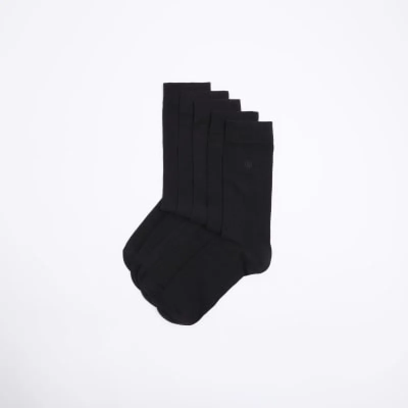 5PK Black embroidered ankle socks made by River Island