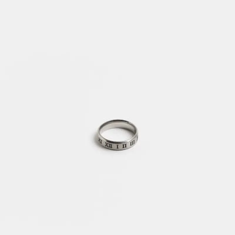 Silver stainless steel engraved Band Ring sold by River Island
