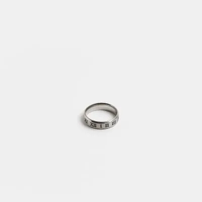 Silver stainless steel engraved Band Ring sold by River Island