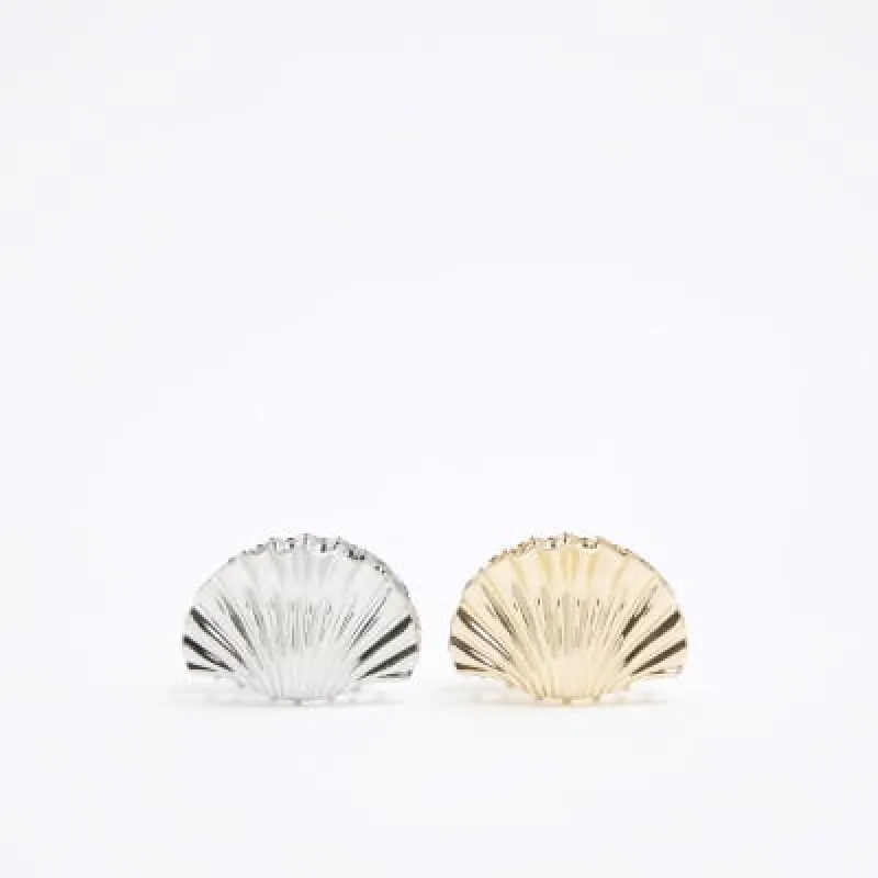 Gold And Silver 2 Pack Shell Claw Clips sold by River Island
