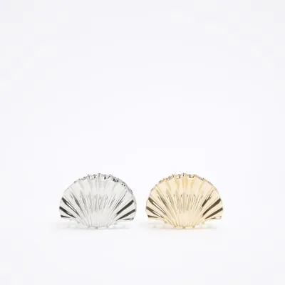 Gold And Silver 2 Pack Shell Claw Clips sold by River Island