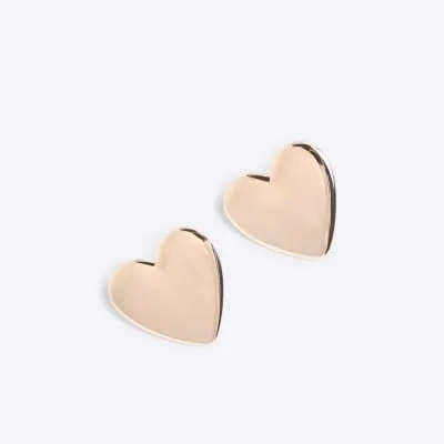Pink Rose Gold Heart Stud Earrings sold by River Island