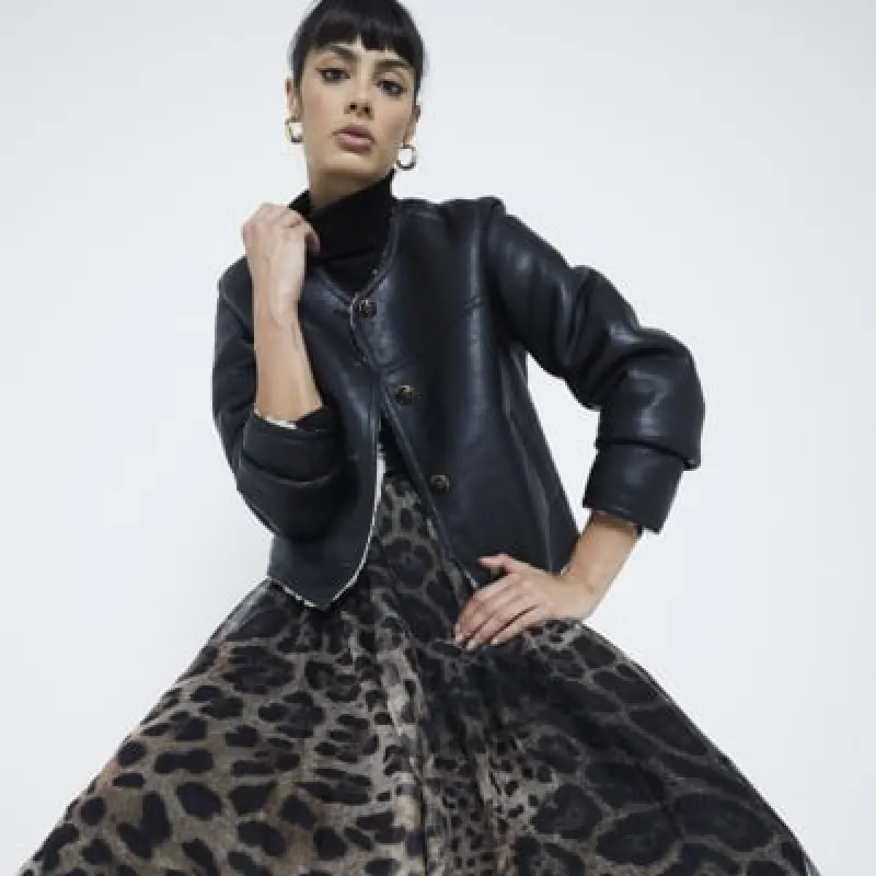 Brown Leopard Print Maxi Skirt sold by River Island