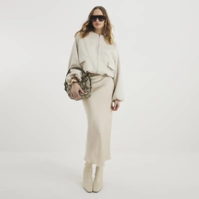 Cream Satin Maxi Skirt sold by River Island