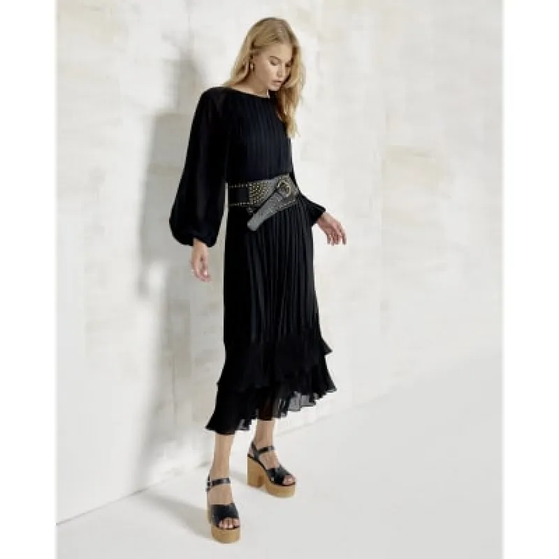 Black pleated swing midi dress sold by River Island