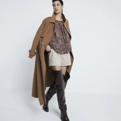 Brown Chiffon Paisley Bubble Hem Blouse sold by River Island