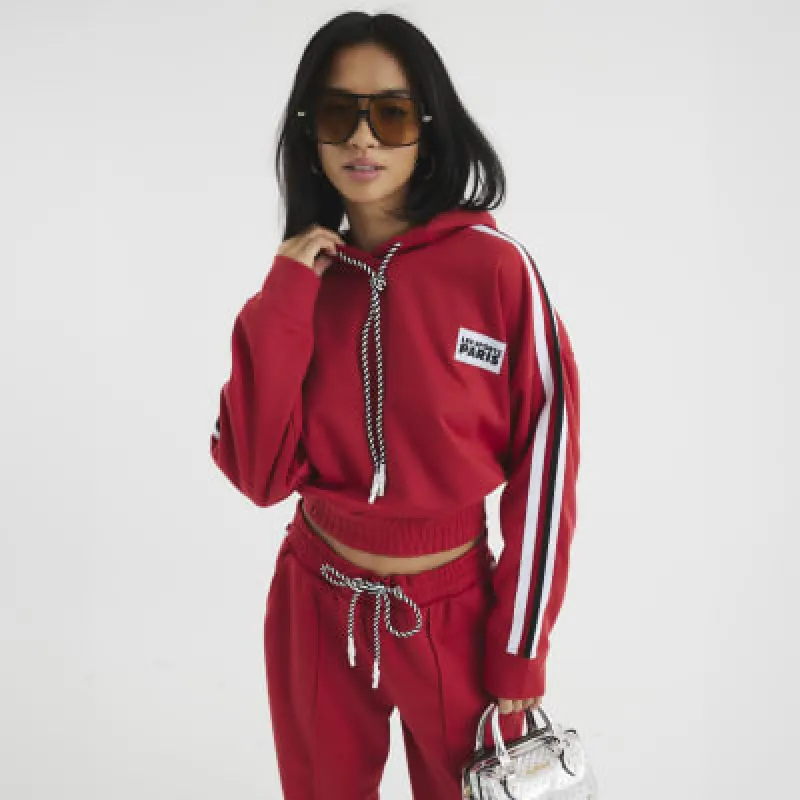 Petite Red Long Sleeve Side Stripe Hoodie sold by River Island