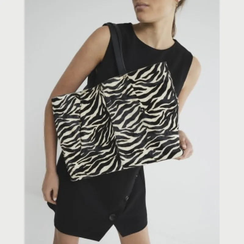 Black Zebra Leather Shoulder Bag sold by River Island