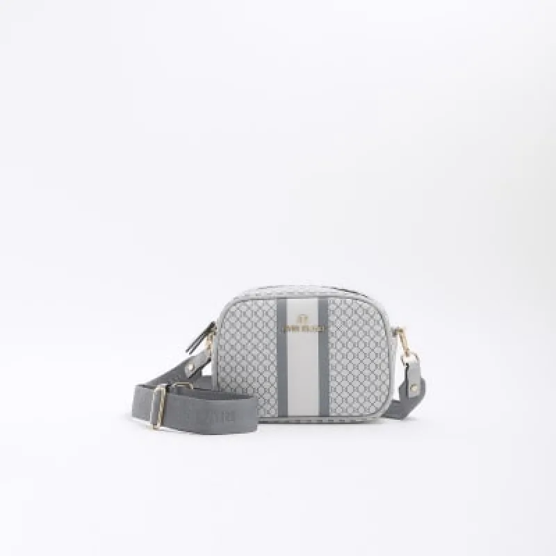 Grey RI Monogram Cross Body Camera Bag sold by River Island