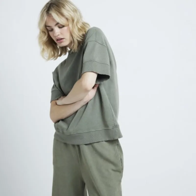 Khaki seamed sweatshirt t-shirt sold by River Island