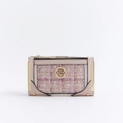 Pink boucle check panel purse sold by River Island