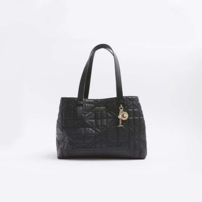 Black quilted charm tote bag sold by River Island