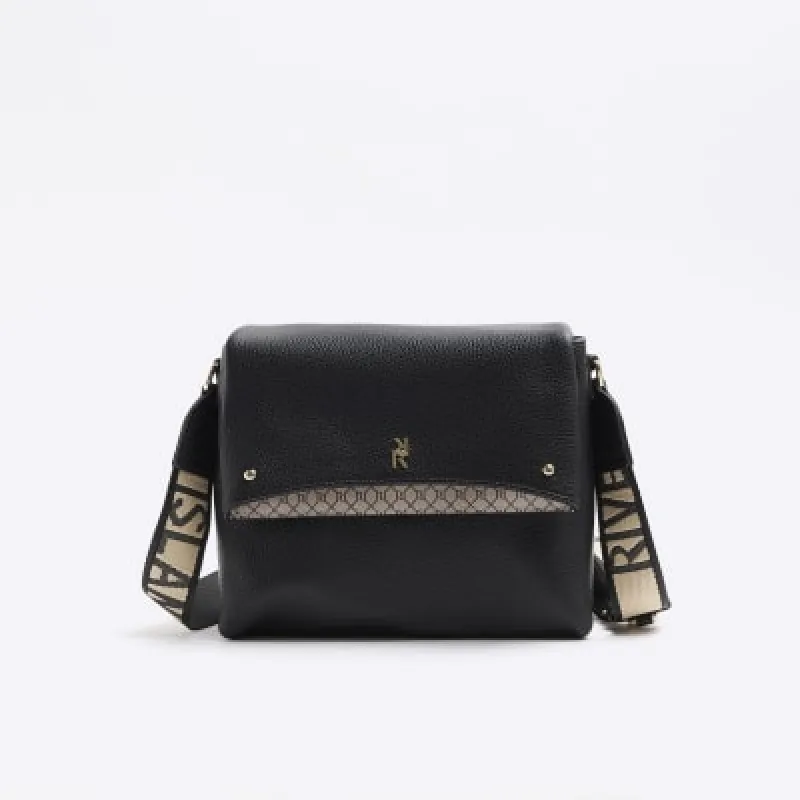 Black fold over cross body bag sold by River Island