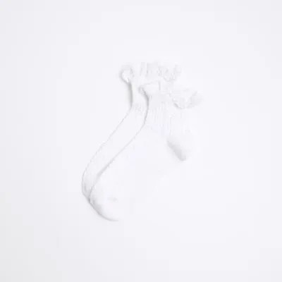White lace frill ankle socks sold by River Island