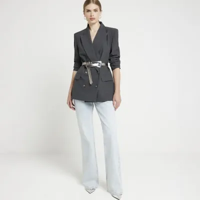 Blue High Waisted Relaxed Straight Jeans sold by River Island