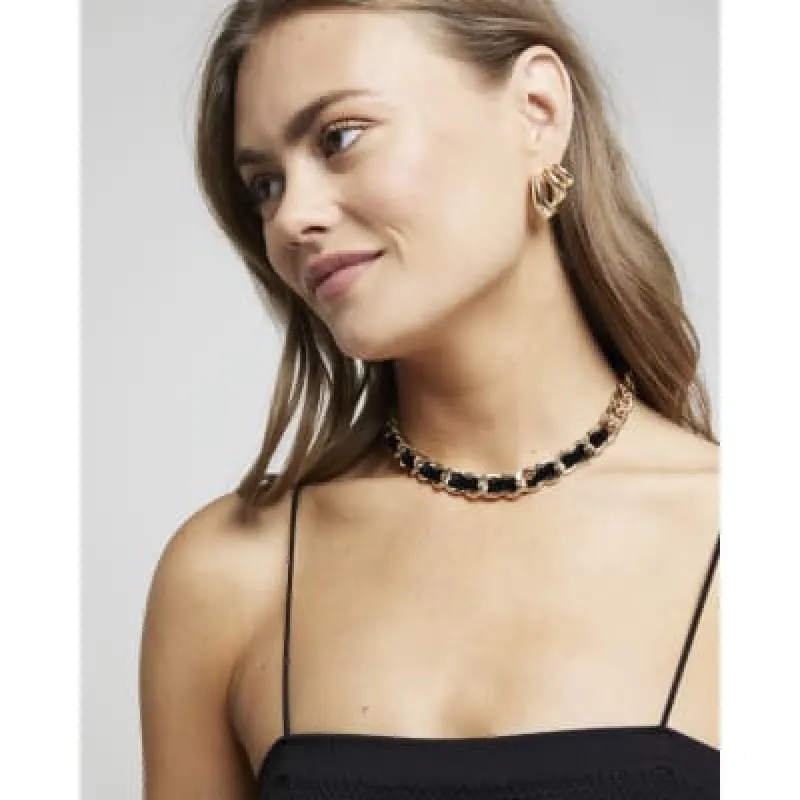 Black thread chain choker necklace sold by River Island