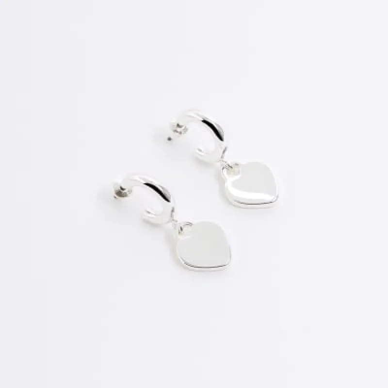 Silver heart drop earrings sold by River Island