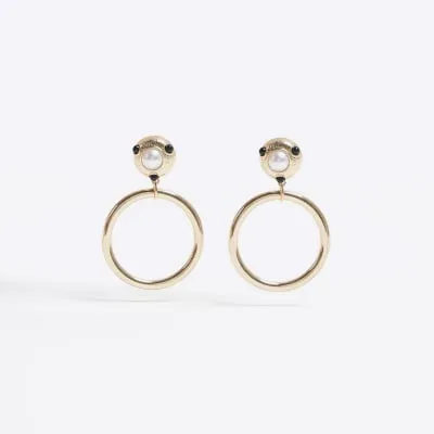 Gold open circle drop earrings sold by River Island