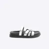 Silver Cut Out Leather Sandals sold by River Island