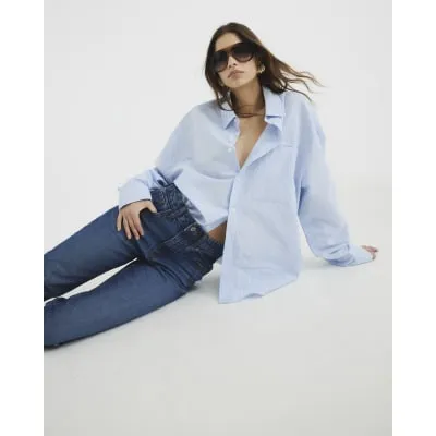 Blue Denim Sculpt Mom Jeans sold by River Island