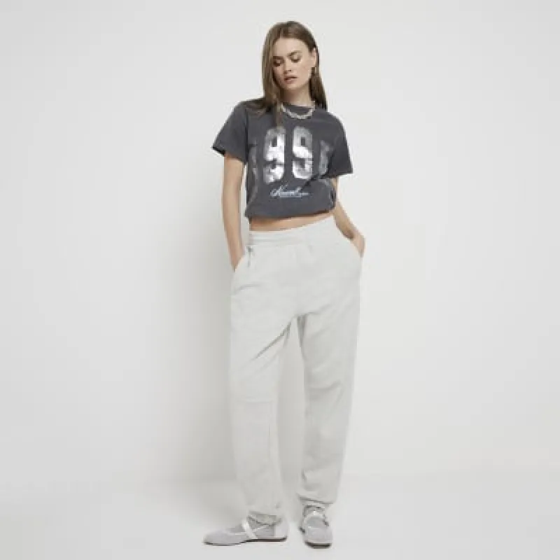 Grey foil graphic t-shirt sold by River Island
