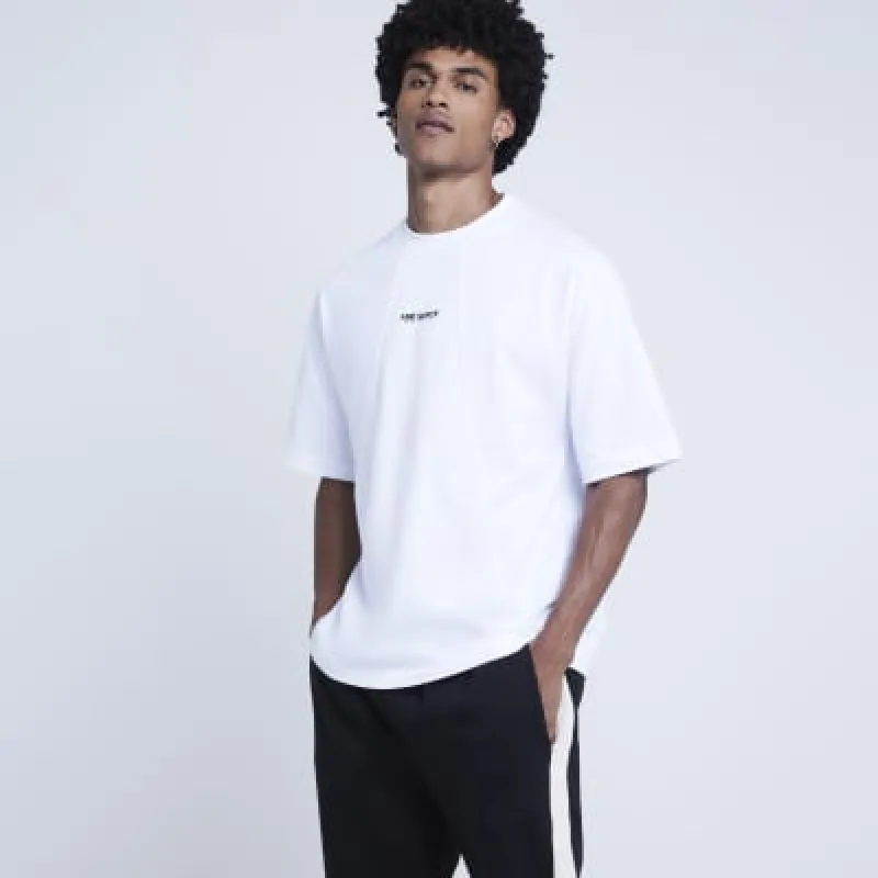 White oversized fit seamed graphic t-shirt sold by River Island
