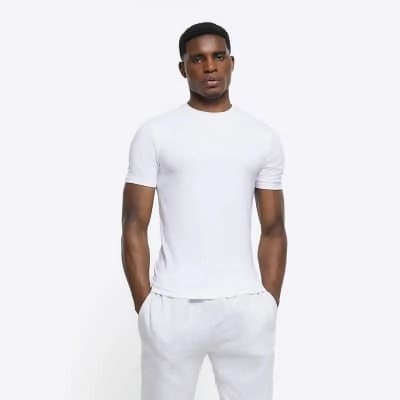 White muscle fit stretch t-shirt sold by River Island