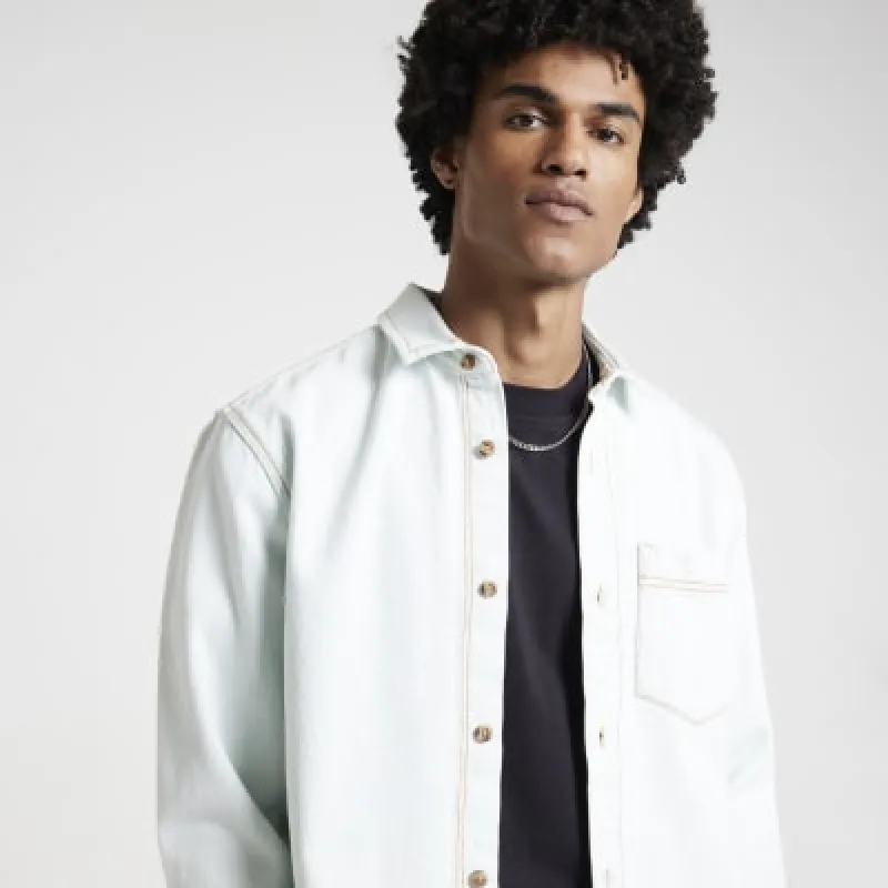 Blue light le nuit denim pocket shirt sold by River Island